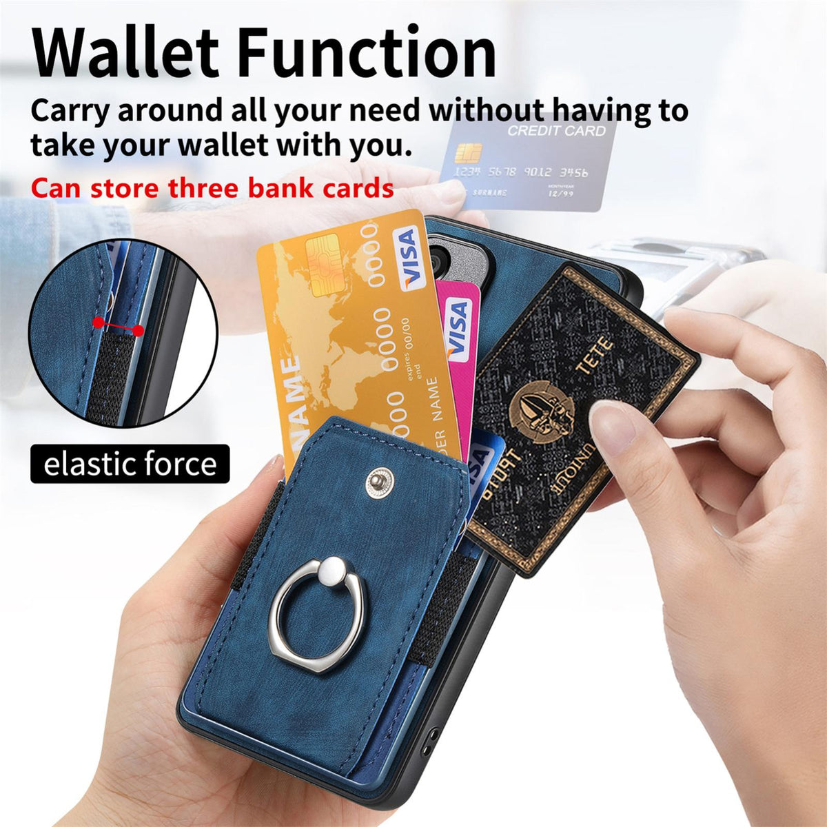 For Honor Win Turbo 5G Retro Skin-feel Ring Card Wallet Phone Case - Blue - SYA002562811B