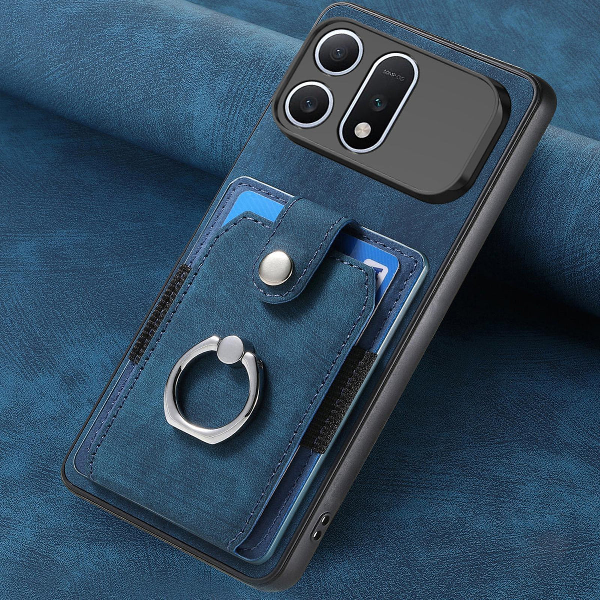 For Honor Win Turbo 5G Retro Skin-feel Ring Card Wallet Phone Case - Blue - SYA002562811B