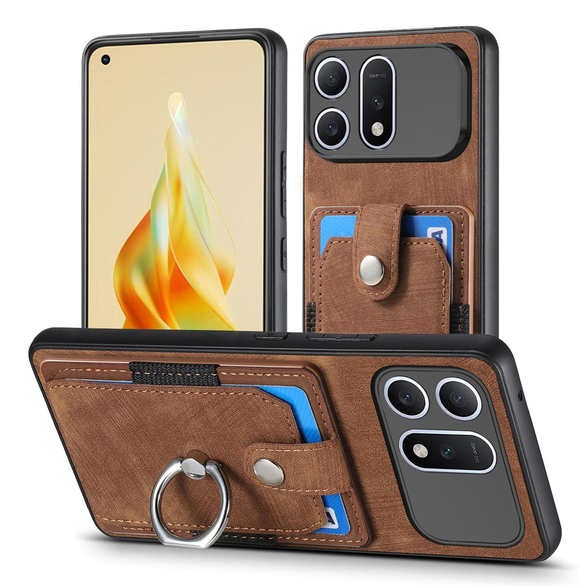 For Honor Win Turbo 5G Retro Skin-feel Ring Card Wallet Phone Case - Brown - SYA002562811C