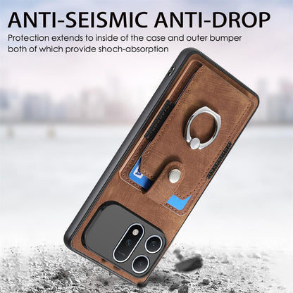 For Honor Win Turbo 5G Retro Skin-feel Ring Card Wallet Phone Case - Brown - SYA002562811C