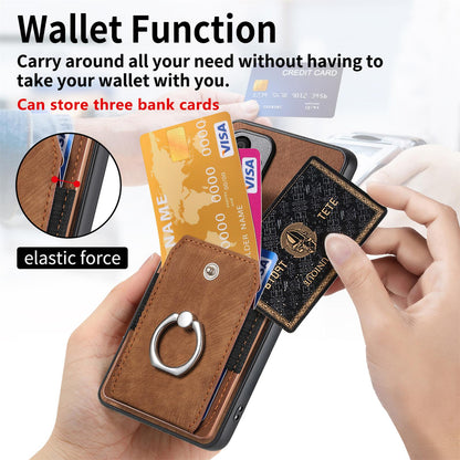 For Honor Win Turbo 5G Retro Skin-feel Ring Card Wallet Phone Case - Brown - SYA002562811C