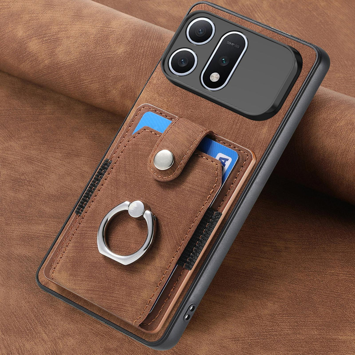 For Honor Win Turbo 5G Retro Skin-feel Ring Card Wallet Phone Case - Brown - SYA002562811C