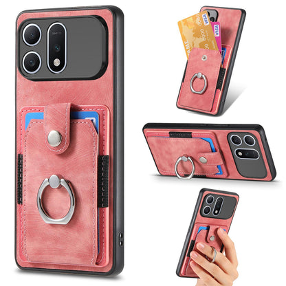 For Honor Win Turbo 5G Retro Skin-feel Ring Card Wallet Phone Case - Pink - SYA002562811E