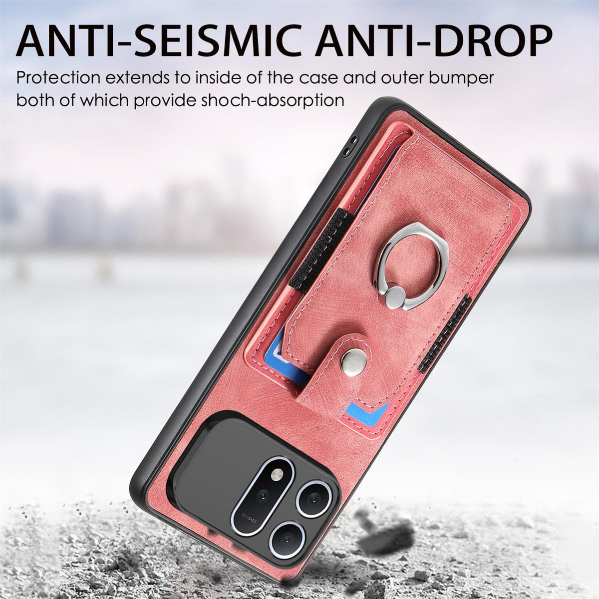 For Honor Win Turbo 5G Retro Skin-feel Ring Card Wallet Phone Case - Pink - SYA002562811E