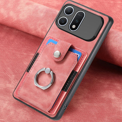 For Honor Win Turbo 5G Retro Skin-feel Ring Card Wallet Phone Case - Pink - SYA002562811E