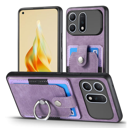 For Honor Win Turbo 5G Retro Skin-feel Ring Card Wallet Phone Case - Purple - SYA002562811F