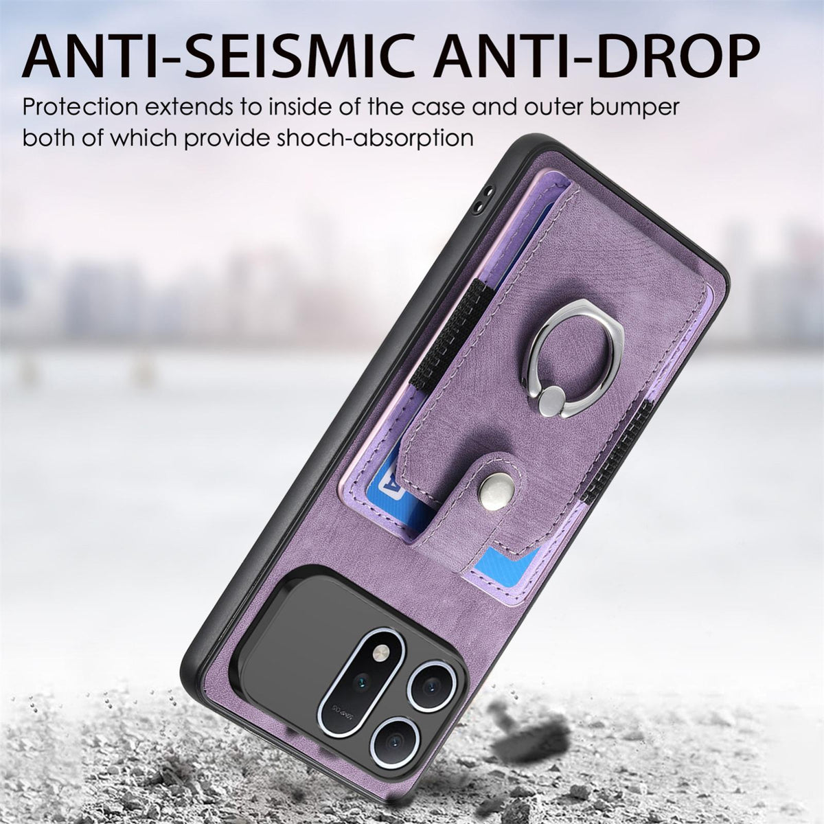 For Honor Win Turbo 5G Retro Skin-feel Ring Card Wallet Phone Case - Purple - SYA002562811F
