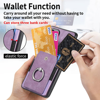 For Honor Win Turbo 5G Retro Skin-feel Ring Card Wallet Phone Case - Purple - SYA002562811F
