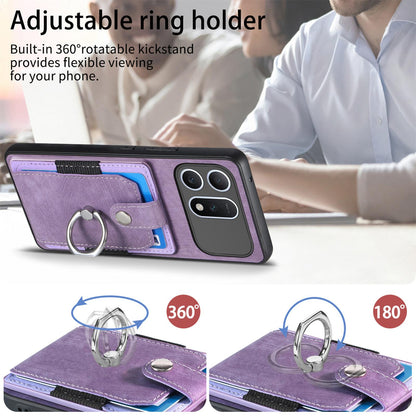 For Honor Win Turbo 5G Retro Skin-feel Ring Card Wallet Phone Case - Purple - SYA002562811F
