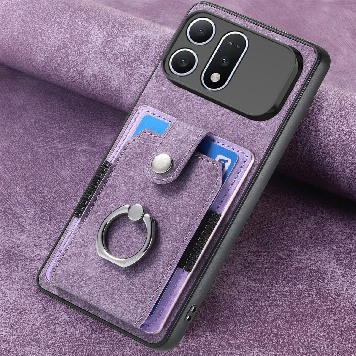 For Honor Win Turbo 5G Retro Skin-feel Ring Card Wallet Phone Case - Purple - SYA002562811F