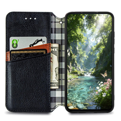 For Honor Play 80 Plus 5G Cubic Grid Pressed Magnetic Leather Phone Case(Black)