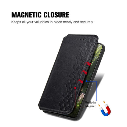 For Honor Play 80 Plus 5G Cubic Grid Pressed Magnetic Leather Phone Case(Black)