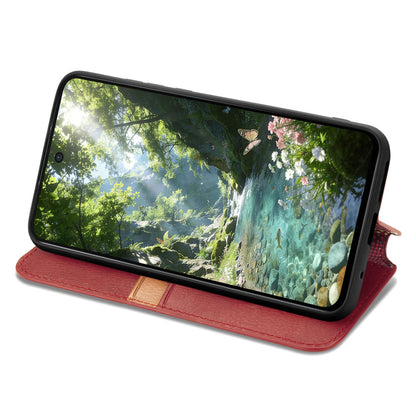 For Honor Play 80 Plus 5G Cubic Grid Pressed Magnetic Leather Phone Case(Red)