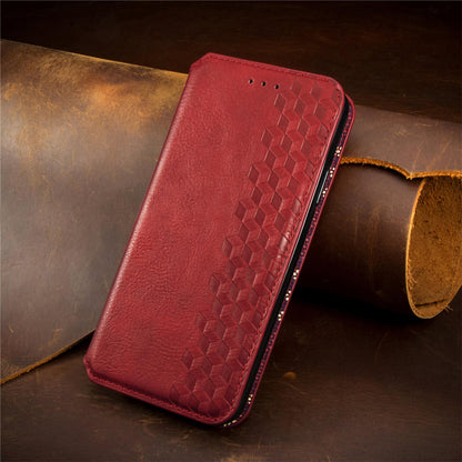 For Honor Play 80 Plus 5G Cubic Grid Pressed Magnetic Leather Phone Case(Red)