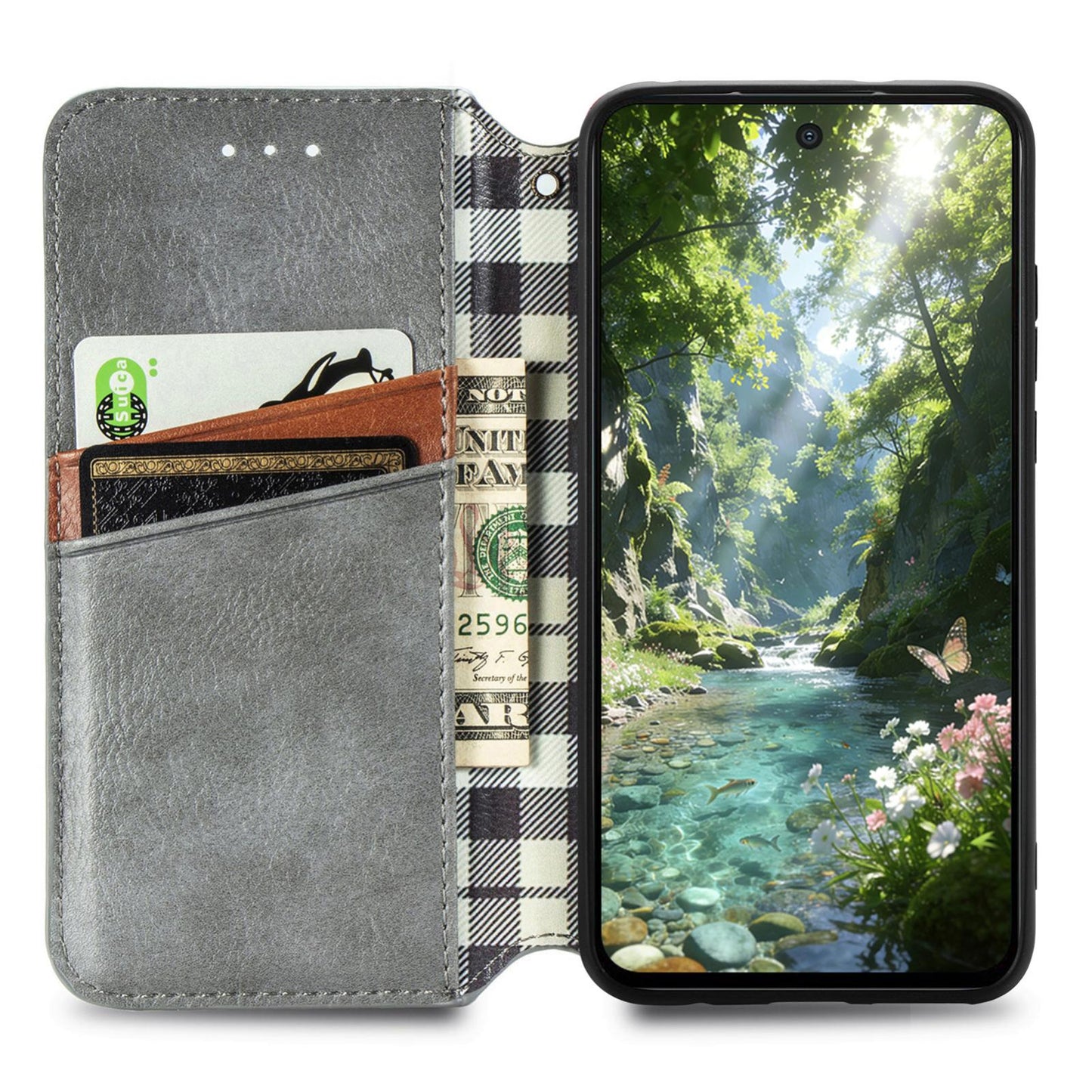 For Honor Play 80 Plus 5G Cubic Grid Pressed Magnetic Leather Phone Case(Gray)