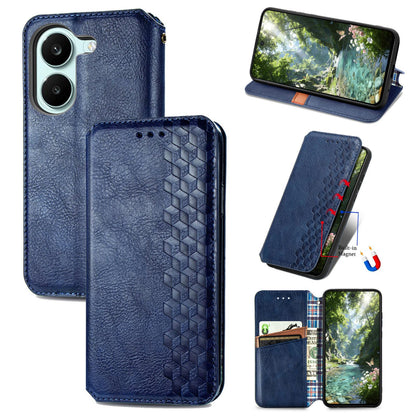 For Honor Play 80 Plus 5G Cubic Grid Pressed Magnetic Leather Phone Case(Blue)