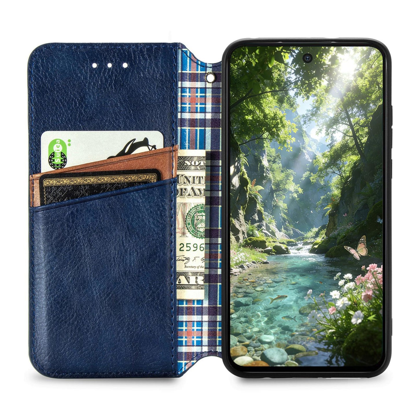 For Honor Play 80 Plus 5G Cubic Grid Pressed Magnetic Leather Phone Case(Blue)