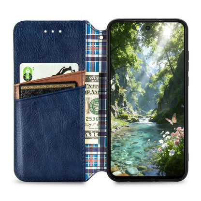 For Honor Play 80 Plus 5G Cubic Grid Pressed Magnetic Leather Phone Case(Blue)