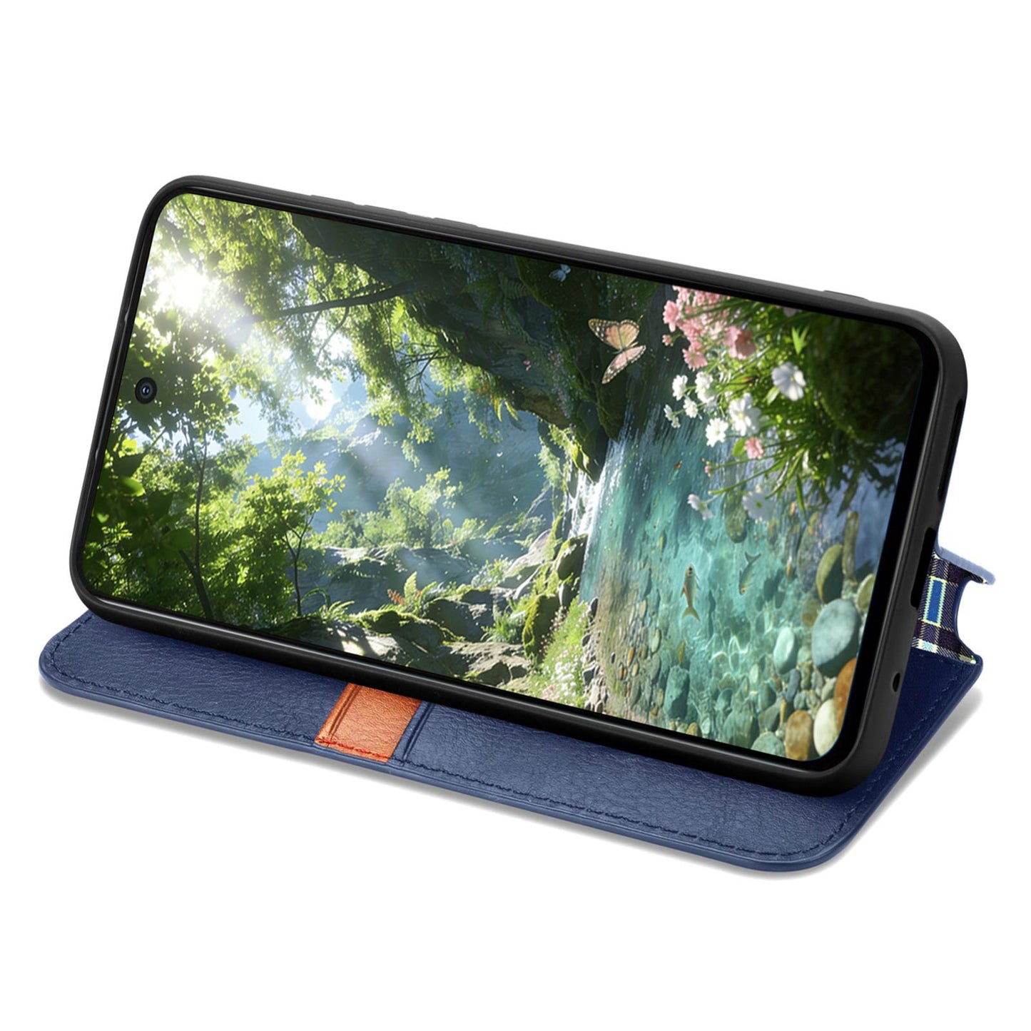 For Honor Play 80 Plus 5G Cubic Grid Pressed Magnetic Leather Phone Case(Blue)
