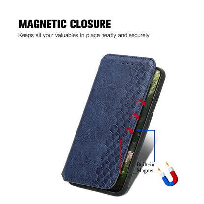 For Honor Play 80 Plus 5G Cubic Grid Pressed Magnetic Leather Phone Case(Blue)