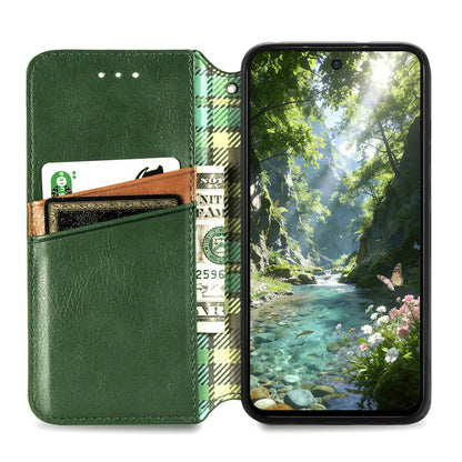 For Honor Play 80 Plus 5G Cubic Grid Pressed Magnetic Leather Phone Case(Green)