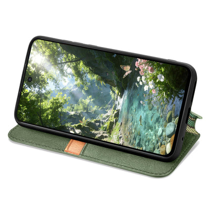 For Honor Play 80 Plus 5G Cubic Grid Pressed Magnetic Leather Phone Case(Green)
