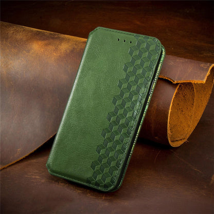 For Honor Play 80 Plus 5G Cubic Grid Pressed Magnetic Leather Phone Case(Green)