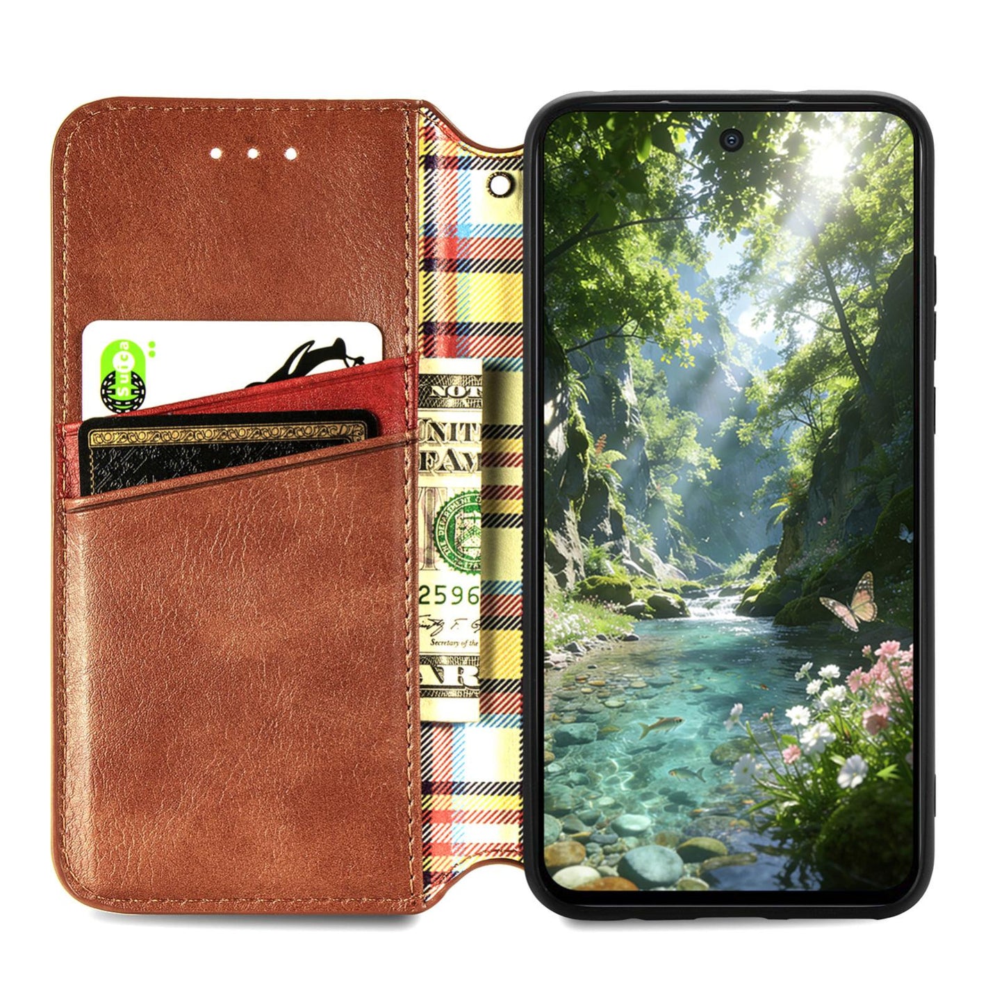 For Honor Play 80 Plus 5G Cubic Grid Pressed Magnetic Leather Phone Case(Brown)