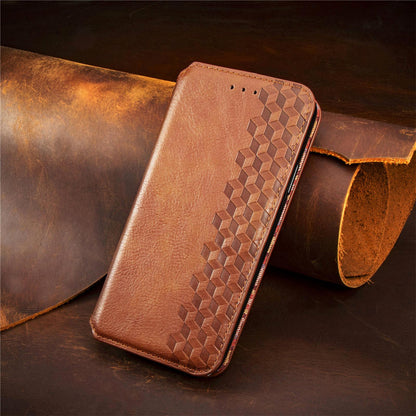 For Honor Play 80 Plus 5G Cubic Grid Pressed Magnetic Leather Phone Case(Brown)