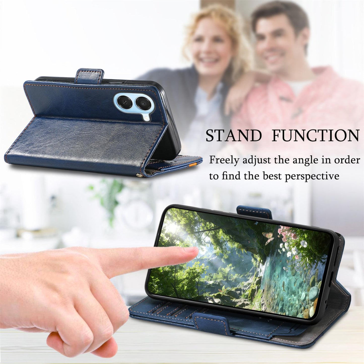 For Honor Play 80 Plus 5G CaseNeo Splicing Dual Magnetic Buckle Leather Phone Case(Blue)