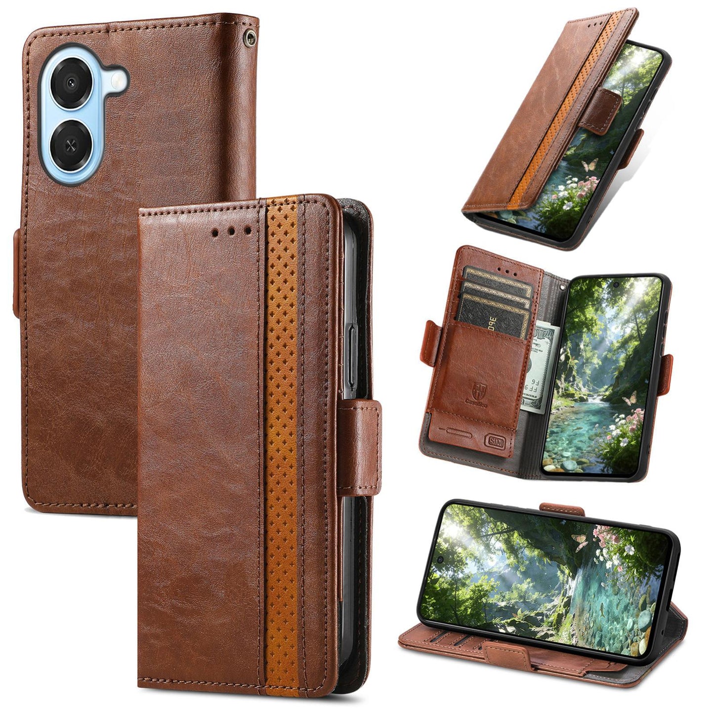 For Honor Play 80 Plus 5G CaseNeo Splicing Dual Magnetic Buckle Leather Phone Case(Brown)