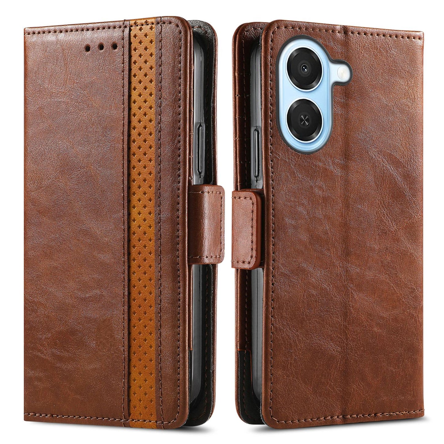 For Honor Play 80 Plus 5G CaseNeo Splicing Dual Magnetic Buckle Leather Phone Case(Brown)