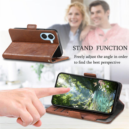 For Honor Play 80 Plus 5G CaseNeo Splicing Dual Magnetic Buckle Leather Phone Case(Brown)