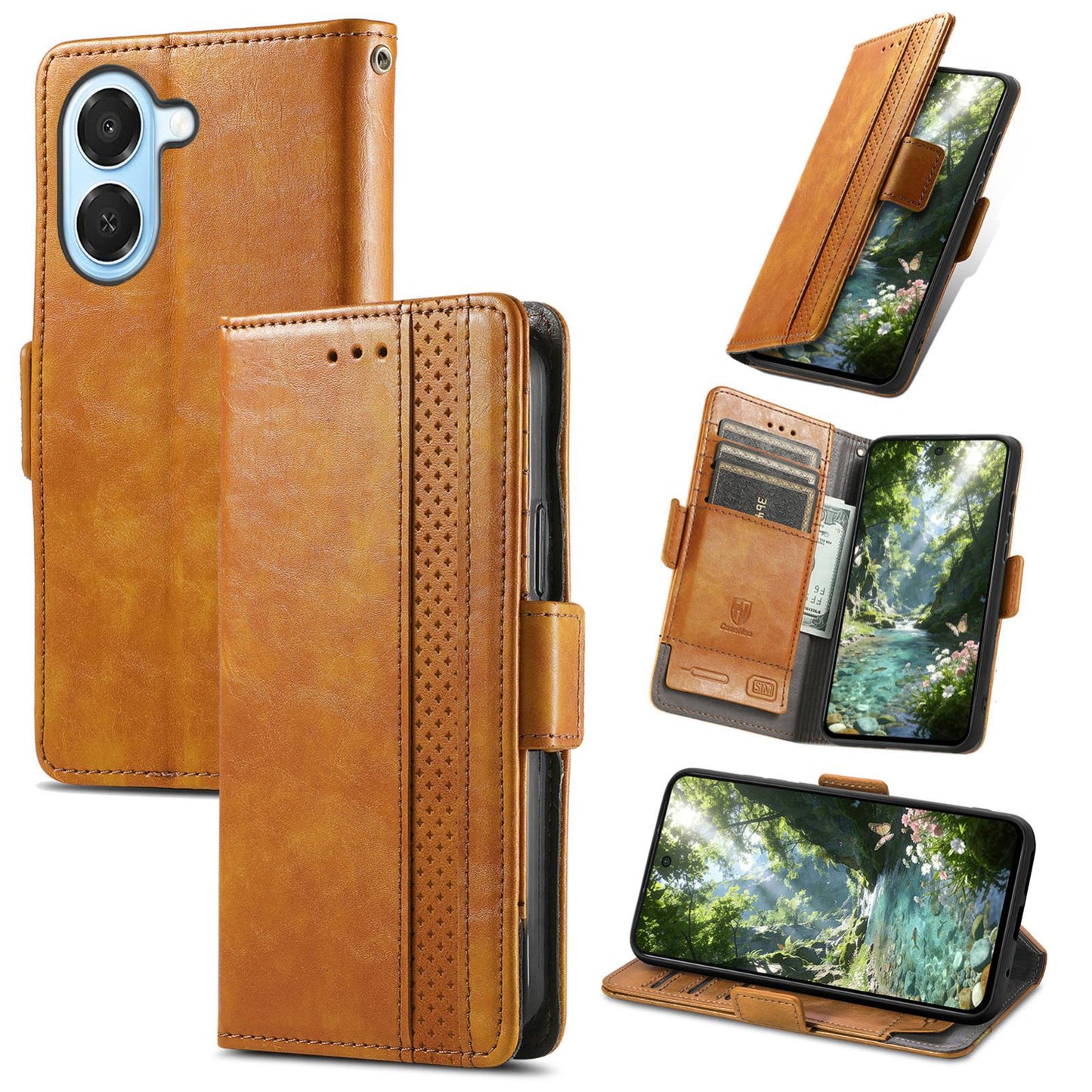 For Honor Play 80 Plus 5G CaseNeo Splicing Dual Magnetic Buckle Leather Phone Case(Khaki)