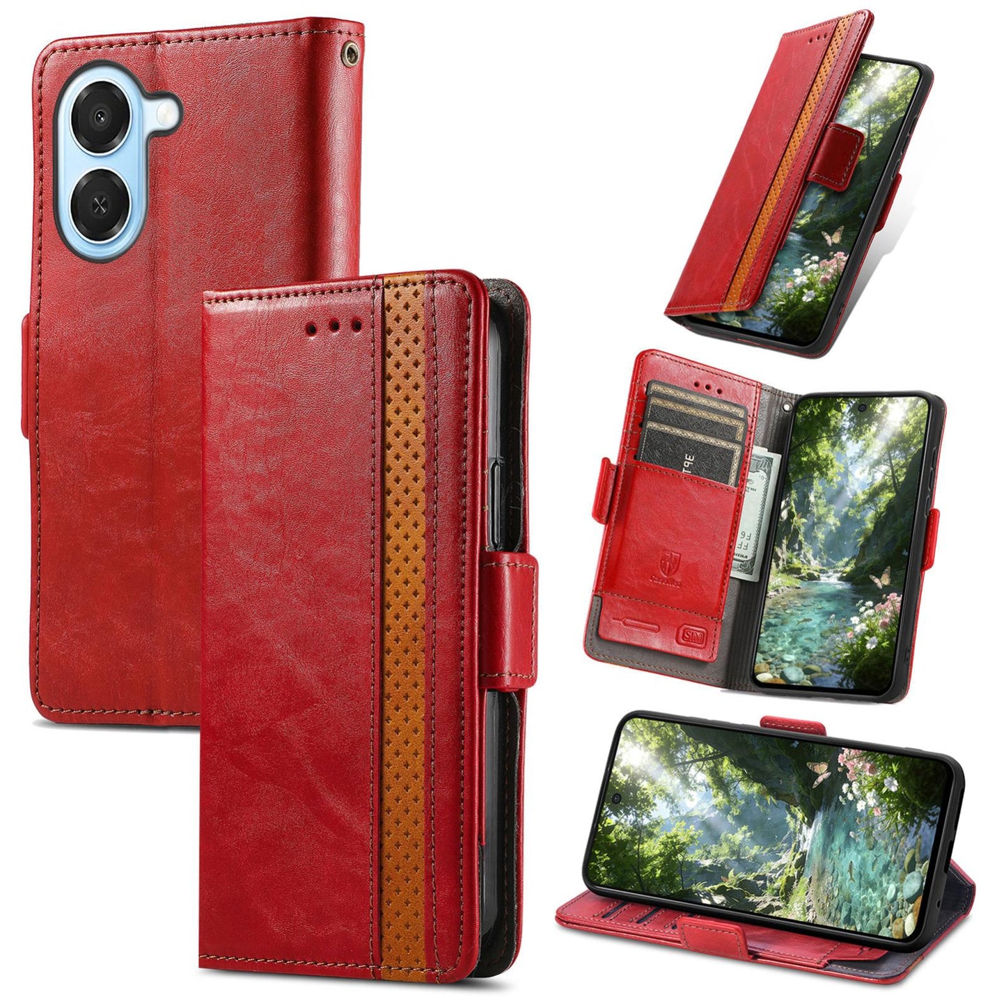 For Honor Play 80 Plus 5G CaseNeo Splicing Dual Magnetic Buckle Leather Phone Case(Red)