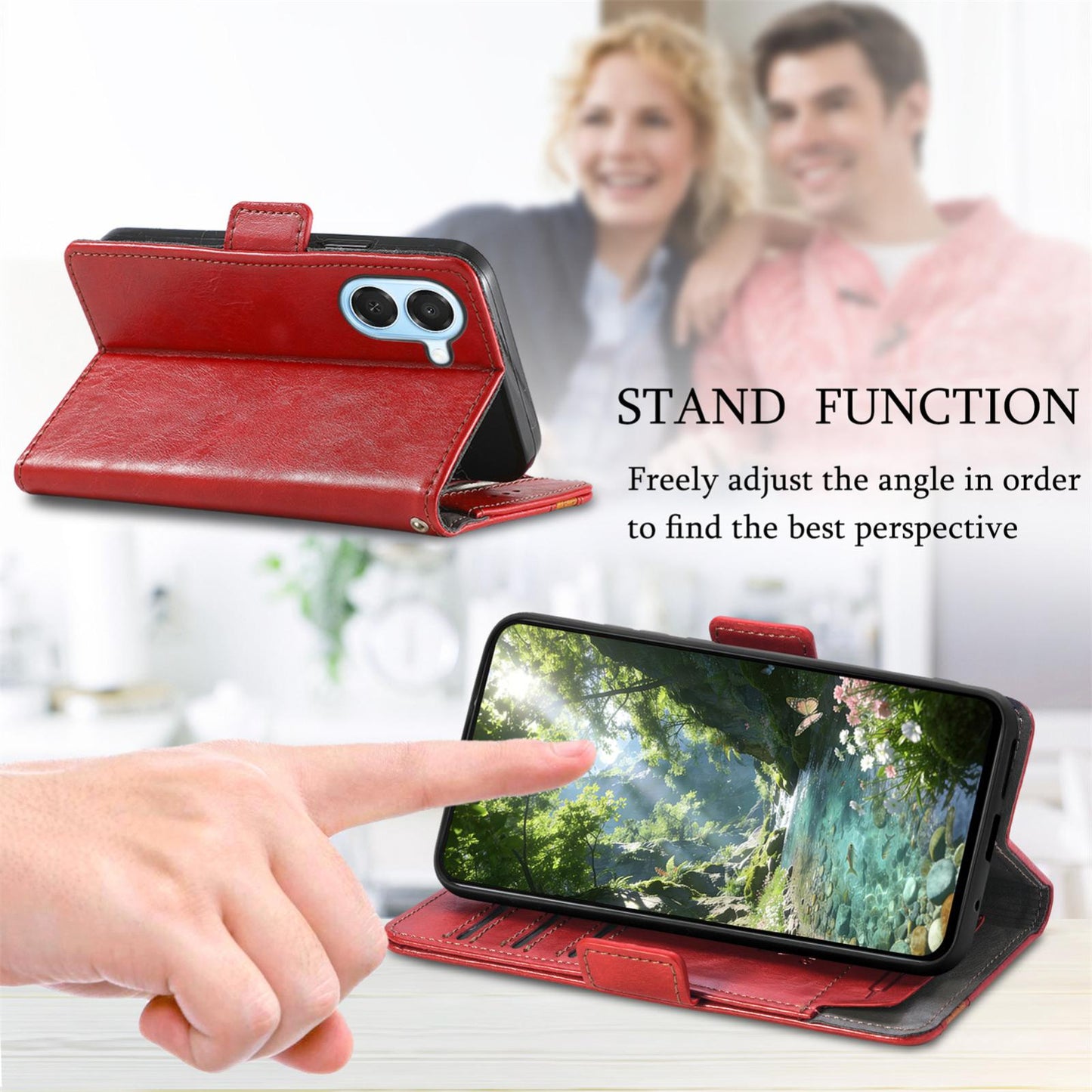 For Honor Play 80 Plus 5G CaseNeo Splicing Dual Magnetic Buckle Leather Phone Case(Red)