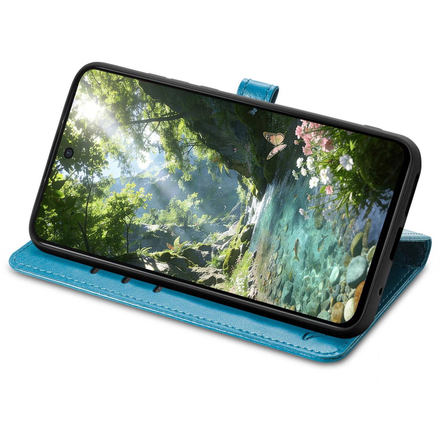 For Honor Play 80 Plus 5G Cat and Dog Embossed Leather Phone Case(Blue)
