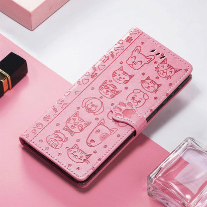 For Honor Play 80 Plus 5G Cat and Dog Embossed Leather Phone Case(Pink)