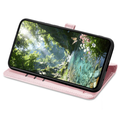 For Honor Play 80 Plus 5G Cat and Dog Embossed Leather Phone Case(Rose Gold)