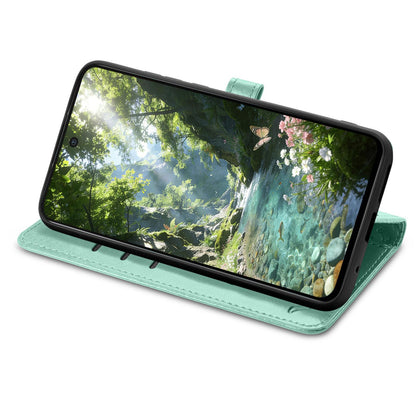 For Honor Play 80 Plus 5G Cat and Dog Embossed Leather Phone Case(Green)