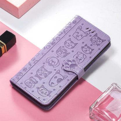 For Honor Play 80 Plus 5G Cat and Dog Embossed Leather Phone Case(Purple)