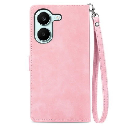 For Honor Play 80 Plus 5G Embossed Flower Zipper Leather Phone Case(Pink)