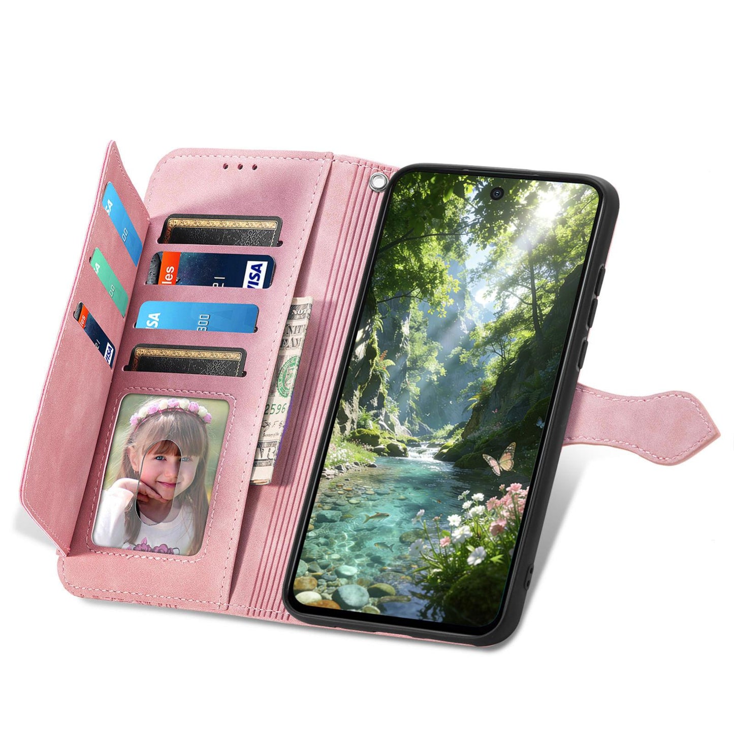For Honor Play 80 Plus 5G Embossed Flower Zipper Leather Phone Case(Pink)