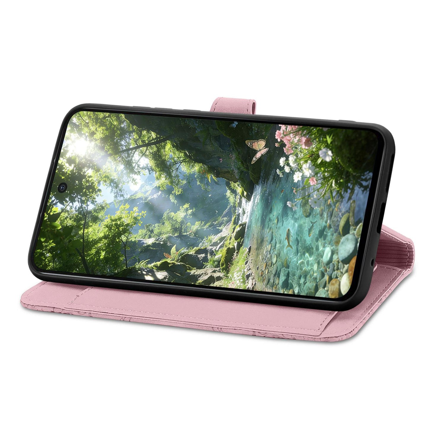 For Honor Play 80 Plus 5G Embossed Flower Zipper Leather Phone Case(Pink)