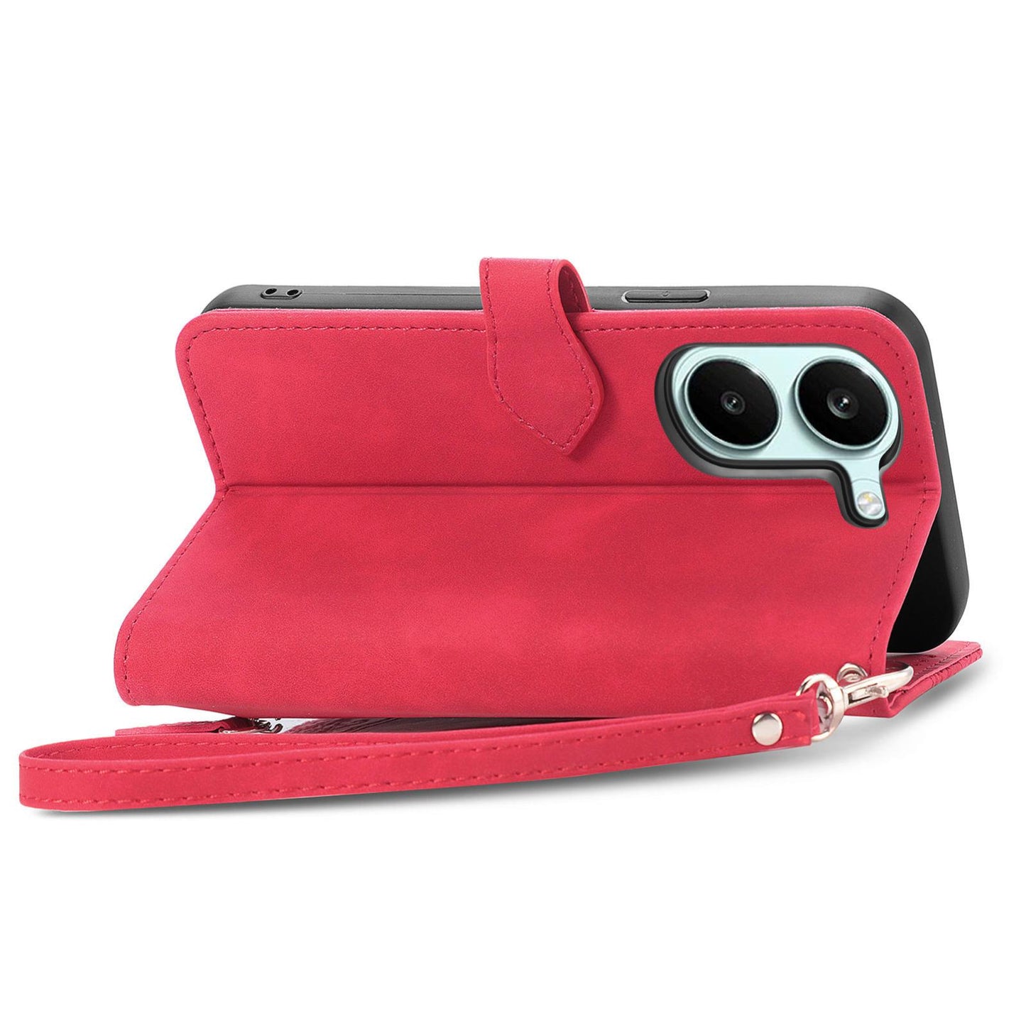 For Honor Play 80 Plus 5G Embossed Flower Zipper Leather Phone Case(Red)