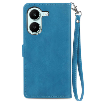For Honor Play 80 Plus 5G Embossed Flower Zipper Leather Phone Case(Blue)