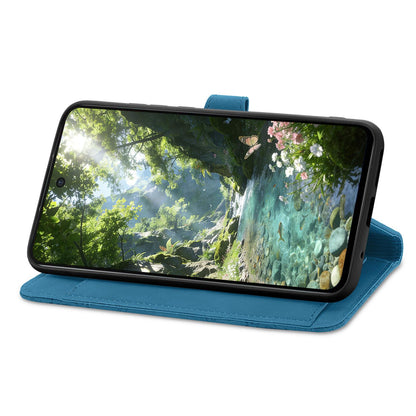 For Honor Play 80 Plus 5G Embossed Flower Zipper Leather Phone Case(Blue)