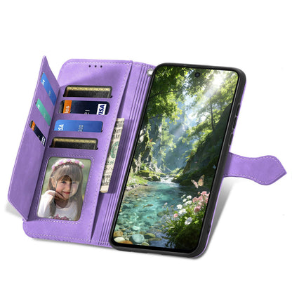 For Honor Play 80 Plus 5G Embossed Flower Zipper Leather Phone Case(Purple)