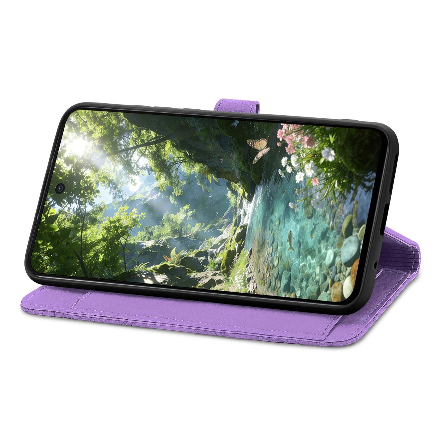 For Honor Play 80 Plus 5G Embossed Flower Zipper Leather Phone Case(Purple)