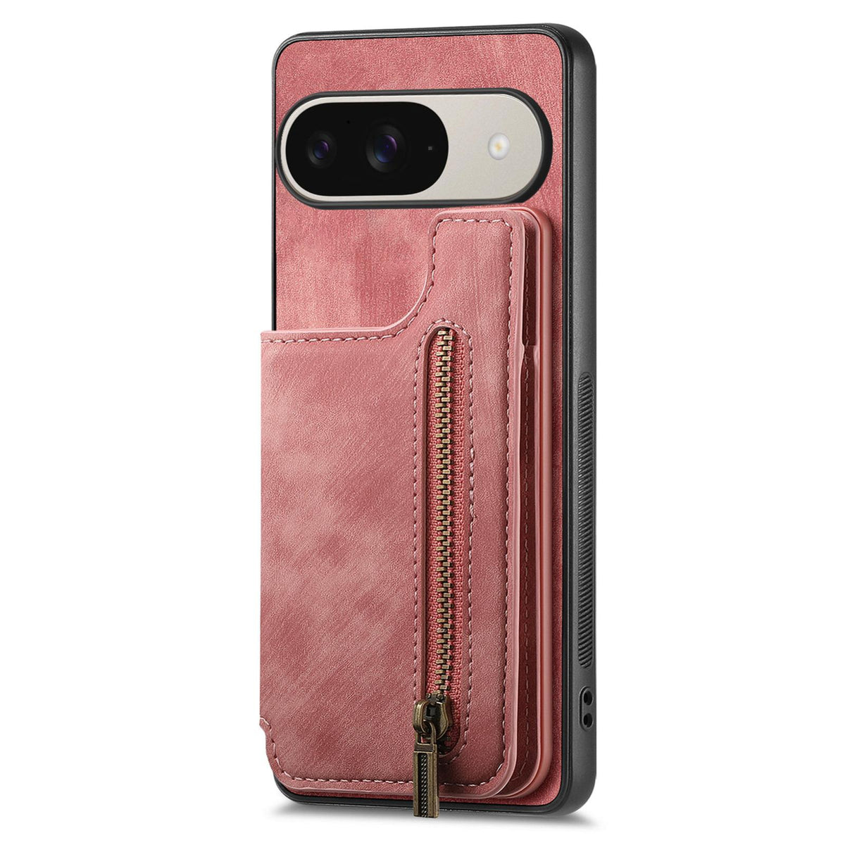 For Google Pixel 11 Retro Leather Zipper Wallet Back Phone Case - Pink - SYA002590715A